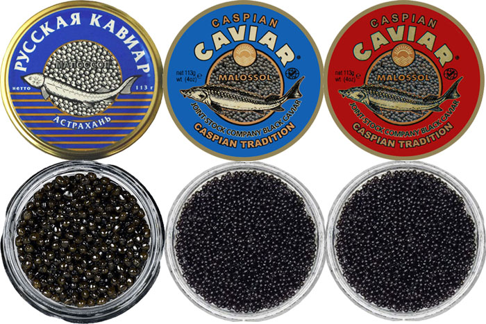 Caviar: Beluga, Osetra, Sevruga